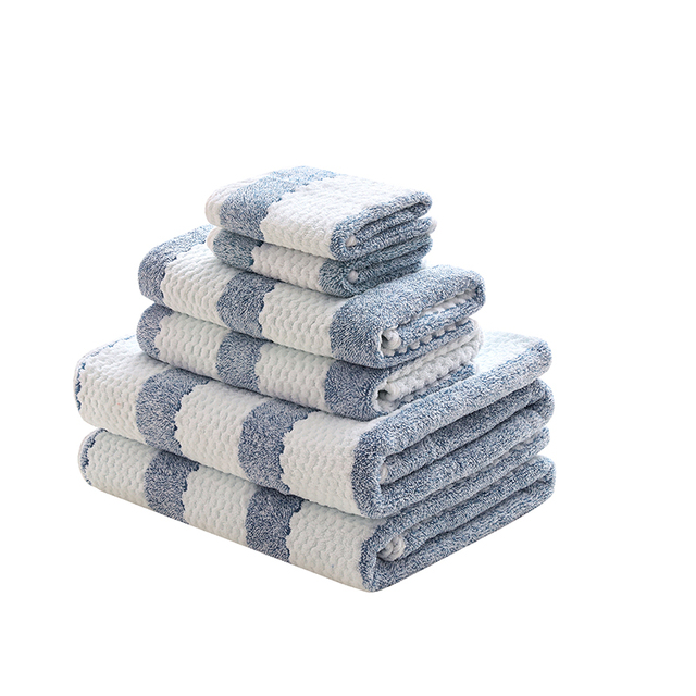 Zestaw ręczników łazienkowych Snowman 6 sztuk, miękkie ręczniki kąpielowe z 100% bawełny, chłonne i przyjazne dla skóry, w pasującym do łazienki paskowym wzorze - Wianko - 33