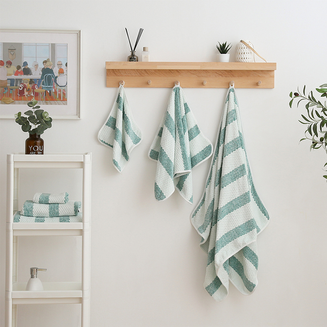 Zestaw ręczników łazienkowych Snowman 6 sztuk, miękkie ręczniki kąpielowe z 100% bawełny, chłonne i przyjazne dla skóry, w pasującym do łazienki paskowym wzorze - Wianko - 24