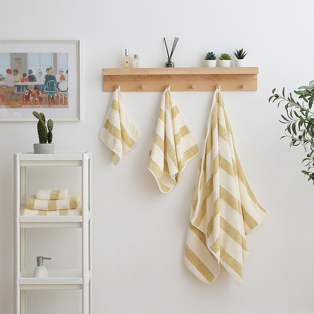 Zestaw ręczników łazienkowych Snowman 6 sztuk, miękkie ręczniki kąpielowe z 100% bawełny, chłonne i przyjazne dla skóry, w pasującym do łazienki paskowym wzorze - Wianko - 10