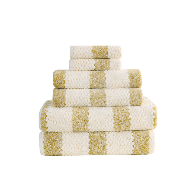 Zestaw ręczników łazienkowych Snowman 6 sztuk, miękkie ręczniki kąpielowe z 100% bawełny, chłonne i przyjazne dla skóry, w pasującym do łazienki paskowym wzorze - Wianko - 30