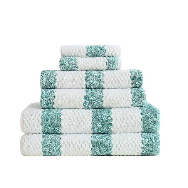 Zestaw ręczników łazienkowych Snowman 6 sztuk, miękkie ręczniki kąpielowe z 100% bawełny, chłonne i przyjazne dla skóry, w pasującym do łazienki paskowym wzorze - Wianko - 34
