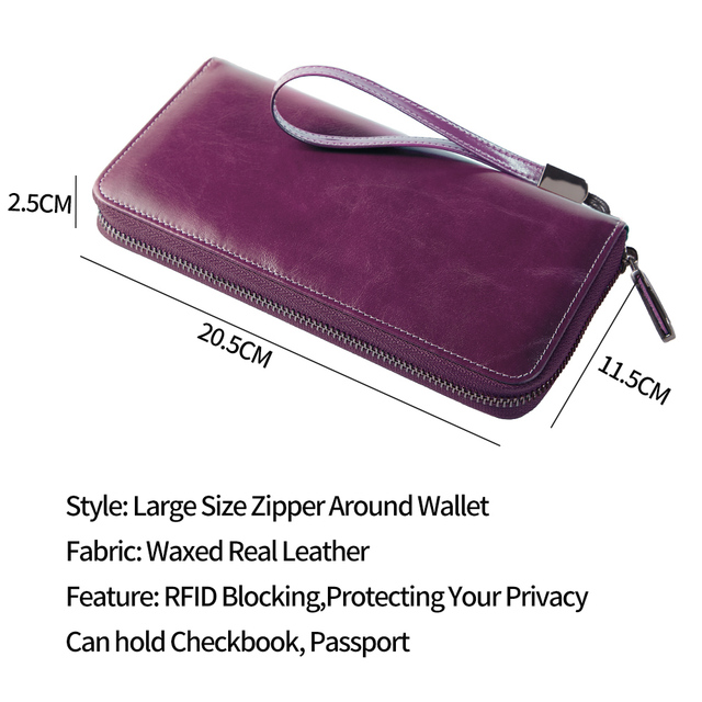 Dante długa portmonetka z pierwszej warstwy skóry wołowej w stylu Retro, wielofunkcyjny portfel męski lub damski - Wianko - 6
