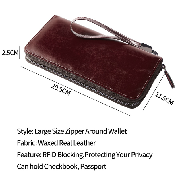 Dante długa portmonetka z pierwszej warstwy skóry wołowej w stylu Retro, wielofunkcyjny portfel męski lub damski - Wianko - 4
