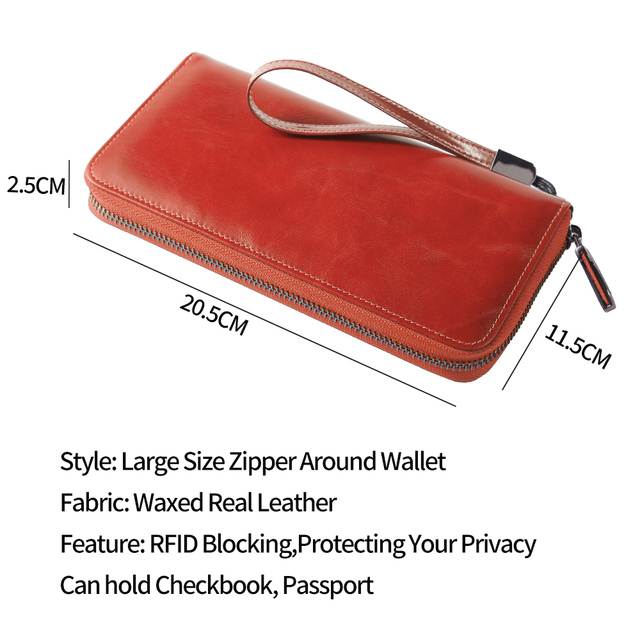 Dante długa portmonetka z pierwszej warstwy skóry wołowej w stylu Retro, wielofunkcyjny portfel męski lub damski - Wianko - 14