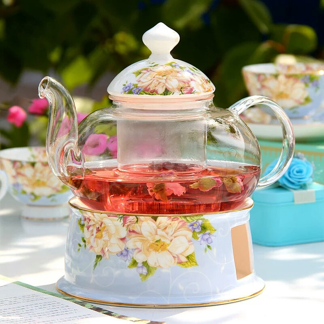 Dzbanek szklany z zaparzaczem do herbaty, ceramiczne naczynie do podgrzewania, żaroodporny czajnik Teaset - Wianko - 1
