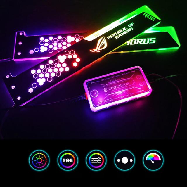 Uniwersalny uchwyt karty graficznej 2021 z 12 diodami LED RGB (Luminous) - wsparcie GPU, kompatybilny z komputerem - Wianko - 2