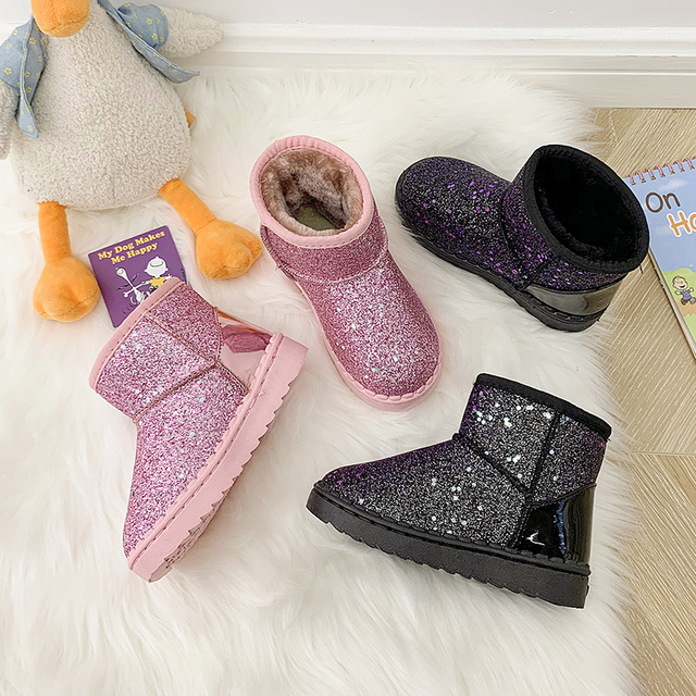Dziecięce buty zimowe grube pluszowe z gumowymi podeszwami antypoślizgowymi dla chłopców i dziewcząt - Wianko - 5