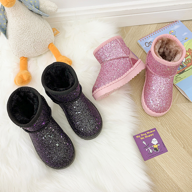 Dziecięce buty zimowe grube pluszowe z gumowymi podeszwami antypoślizgowymi dla chłopców i dziewcząt - Wianko - 21