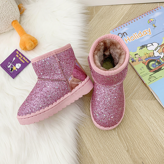 Dziecięce buty zimowe grube pluszowe z gumowymi podeszwami antypoślizgowymi dla chłopców i dziewcząt - Wianko - 16