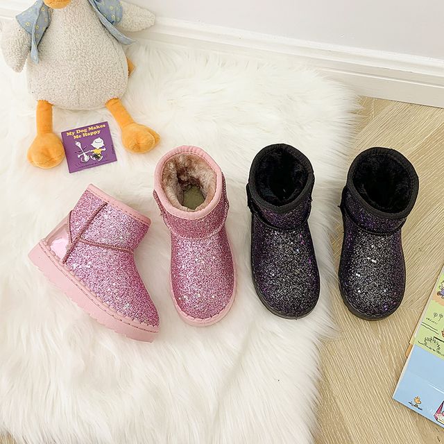 Dziecięce buty zimowe grube pluszowe z gumowymi podeszwami antypoślizgowymi dla chłopców i dziewcząt - Wianko - 3