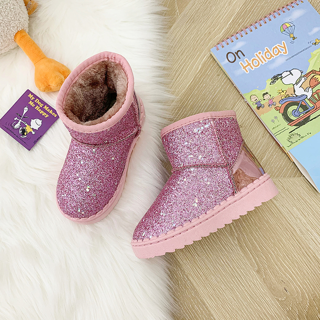 Dziecięce buty zimowe grube pluszowe z gumowymi podeszwami antypoślizgowymi dla chłopców i dziewcząt - Wianko - 15