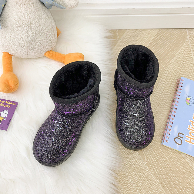 Dziecięce buty zimowe grube pluszowe z gumowymi podeszwami antypoślizgowymi dla chłopców i dziewcząt - Wianko - 8