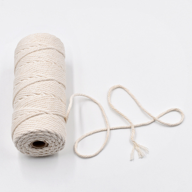 10 metrów liny makrama ze skręconego sznurka bawełnianego do ręcznie robionych naturalnych beżowych dekoracji - DIY Craft Knitting - Wianko - 1