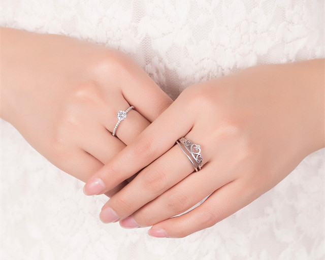 Jeden więcej nosić dwa w jednym koronie pierścień, srebro 925, wkładka mikro-wkładka, pierścień z osobowością kreatywnej mody - Wianko - 9