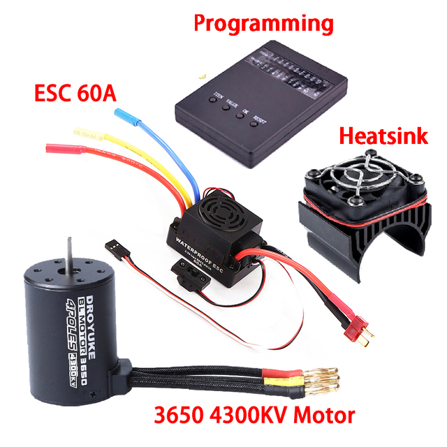 Bezszczotkowy silnik Droyuke 3650 o mocy 3100KV, 3900KV, 4300KV z chłodnicą i ESC 60A, odpowiedni do samochodów i ciężarówek RC w skali 1/10 - Wianko - 24