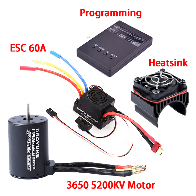 Bezszczotkowy silnik Droyuke 3650 o mocy 3100KV, 3900KV, 4300KV z chłodnicą i ESC 60A, odpowiedni do samochodów i ciężarówek RC w skali 1/10 - Wianko - 25