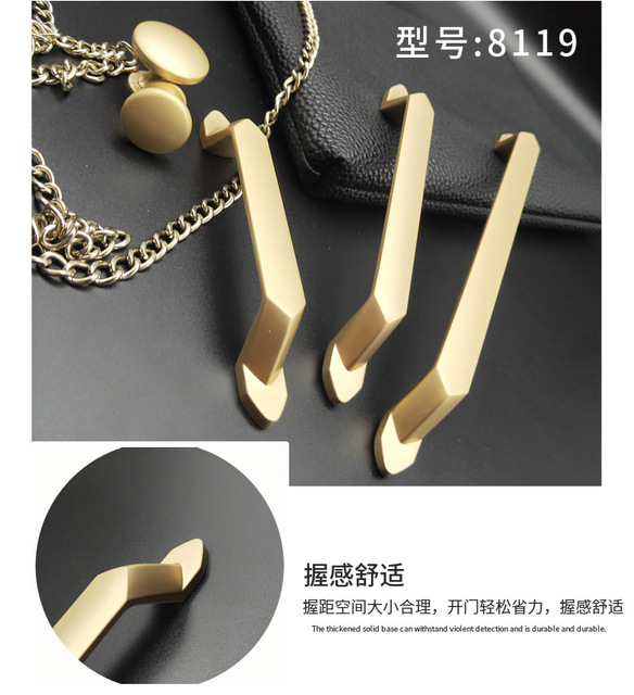 Uchwyty szafek matowe złoto, nowoczesny prosty styl, solidne wykonanie ze stopu cynku - Wianko - 7
