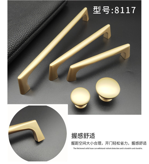 Uchwyty szafek matowe złoto, nowoczesny prosty styl, solidne wykonanie ze stopu cynku - Wianko - 5