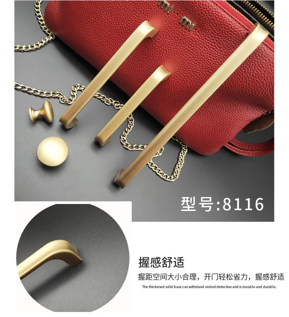 Uchwyty szafek matowe złoto, nowoczesny prosty styl, solidne wykonanie ze stopu cynku - Wianko - 4