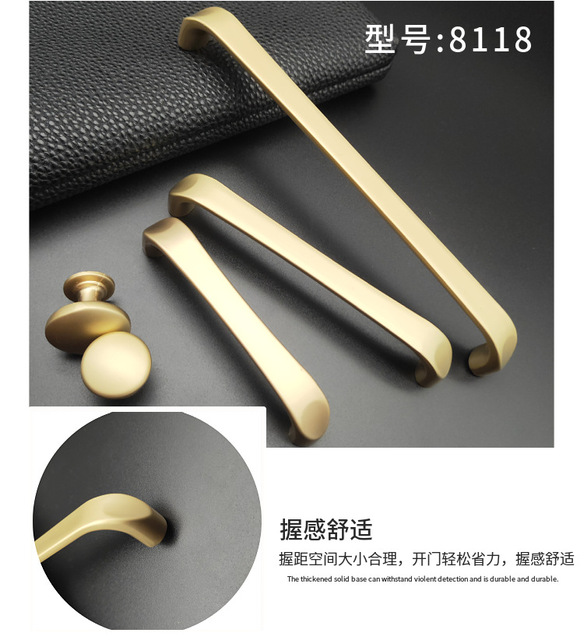 Uchwyty szafek matowe złoto, nowoczesny prosty styl, solidne wykonanie ze stopu cynku - Wianko - 6