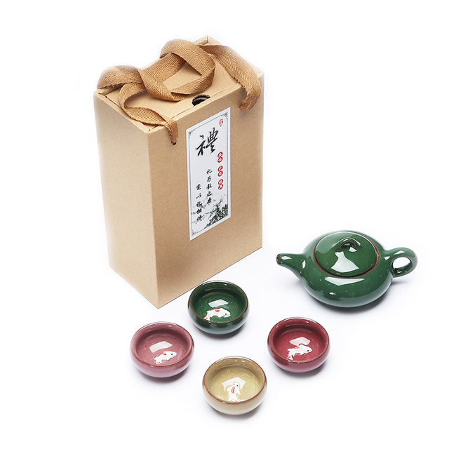Kreatywny zestaw podróżny do herbaty kung fu - Ceramiczny czajniczek Gaiwan & kubki na herbatę Ice Crack - Chińska herbata - Wianko - 8