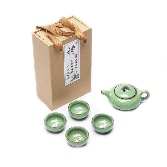 Kreatywny zestaw podróżny do herbaty kung fu - Ceramiczny czajniczek Gaiwan & kubki na herbatę Ice Crack - Chińska herbata - Wianko - 6
