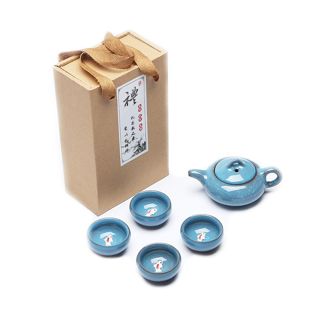 Kreatywny zestaw podróżny do herbaty kung fu - Ceramiczny czajniczek Gaiwan & kubki na herbatę Ice Crack - Chińska herbata - Wianko - 5