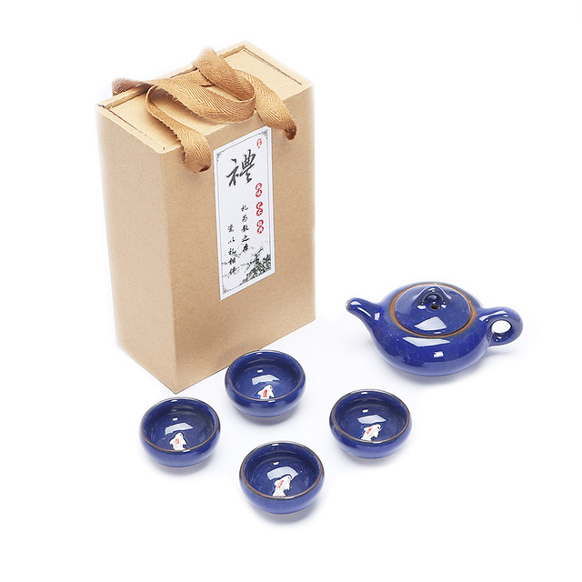 Kreatywny zestaw podróżny do herbaty kung fu - Ceramiczny czajniczek Gaiwan & kubki na herbatę Ice Crack - Chińska herbata - Wianko - 7