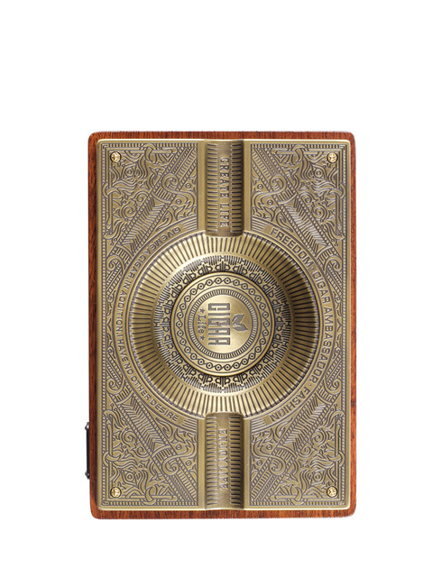 Popielniczka retro stopu tytanu - drewniana i metalowa, odkryty luksusowy design, na 2 cygara - Wianko - 4