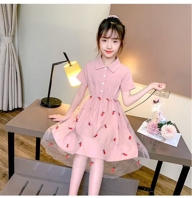 Letnia sukienka dla dziewczynek - koreańska moda z truskawkowym wzorem - Wianko - 9