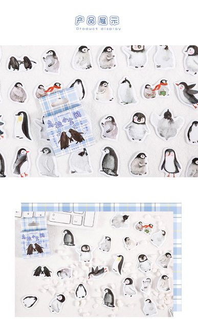 Naklejki Diy do pamiętnika Scrapbooking z pięknymi kreskówkowymi pingwinami - 45 szt - Wianko - 2