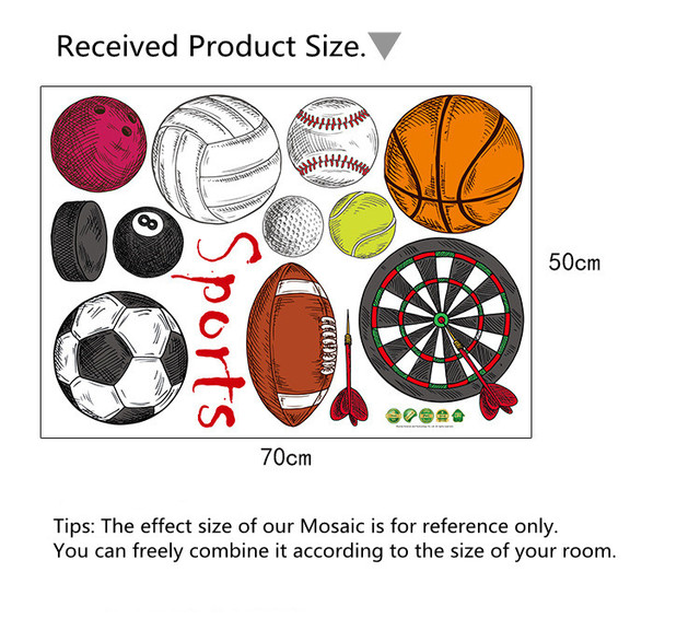 Naklejki ścienne: Chłopcy sport - piłka nożna, koszykówka, siatkówka, tenis, darta - dormitorium - Wianko - 2