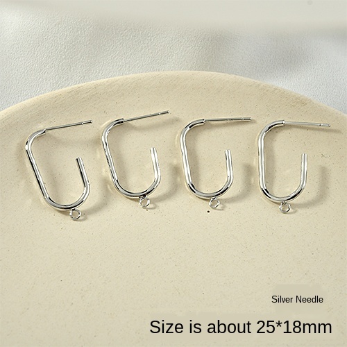 Kolczyki DIY w kształcie litery U - srebrne igły wisiorek do uszu z geometryczną prostą linią - 4 sztuki - Wianko - 4