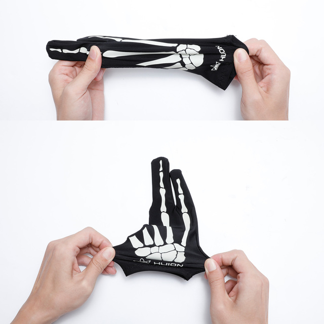 HUION Rękawica Artystyczna Dwupalcowa Przeciwpoślizgowa Skeleton Design dla Tabletów Graficznych LCD z Podświetlaną Tablicą Pad do Rysowania i Szkicowania - Wianko - 2