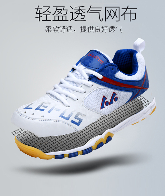 Buty sportowe do tenisa stołowego 2021 dla mężczyzn i kobiet w kolorze biało-niebieskim, lekkie, z siatkowym materiałem na treningi i zawody - Wianko - 3