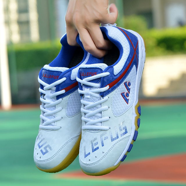 Buty sportowe do tenisa stołowego 2021 dla mężczyzn i kobiet w kolorze biało-niebieskim, lekkie, z siatkowym materiałem na treningi i zawody - Wianko - 10