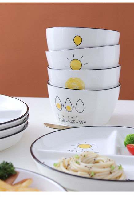 Ceramiczna płyta dla dzieci na jednoosobowe domowe śniadanie, z trzema dzielonymi talerzami - Wianko - 9