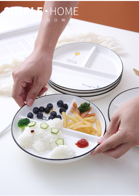 Ceramiczna płyta dla dzieci na jednoosobowe domowe śniadanie, z trzema dzielonymi talerzami - Wianko - 7