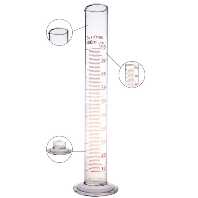 Szklany Cylinder Pomiarowy, 100 mL, Jednoskalowy, Kompatybilny z Laboratorium Chemii Domowej - Wianko - 5