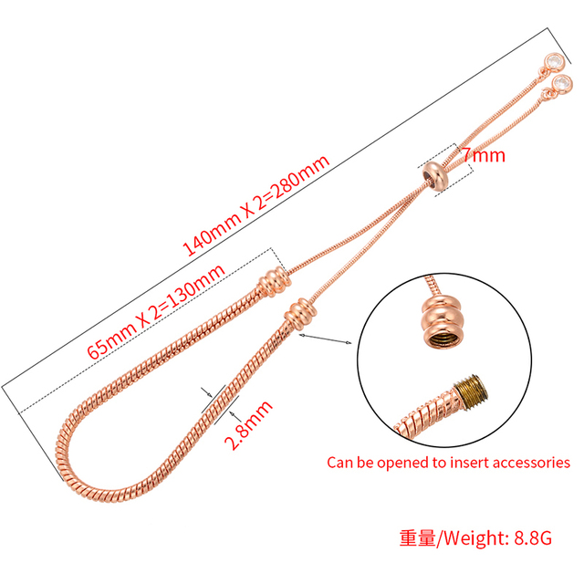 Regulowana bransoletka wężowa 2.8x280mm mosiądz do tworzenia biżuterii DIY - model VL22 - Wianko - 20