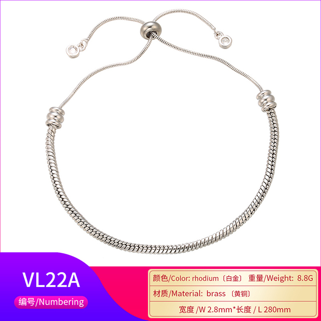Regulowana bransoletka wężowa 2.8x280mm mosiądz do tworzenia biżuterii DIY - model VL22 - Wianko - 17