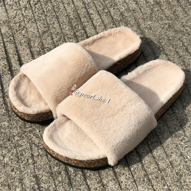 Kapcie damskie z sztucznego futra lisa 2021 damskie buty outdoorowe komfortowe projektantki damskie buty z królikiem - Wianko - 9