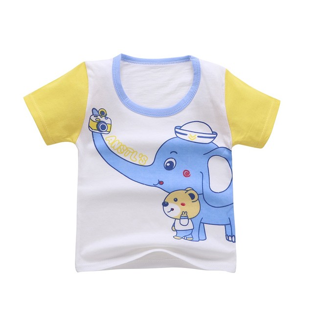 Zestaw ubrań dla niemowląt Boys Baby i dziewczynek na lato: T-Shirt z krótkim rękawem i krótkie stroje domowe z kartonowymi motywami - Wianko - 3