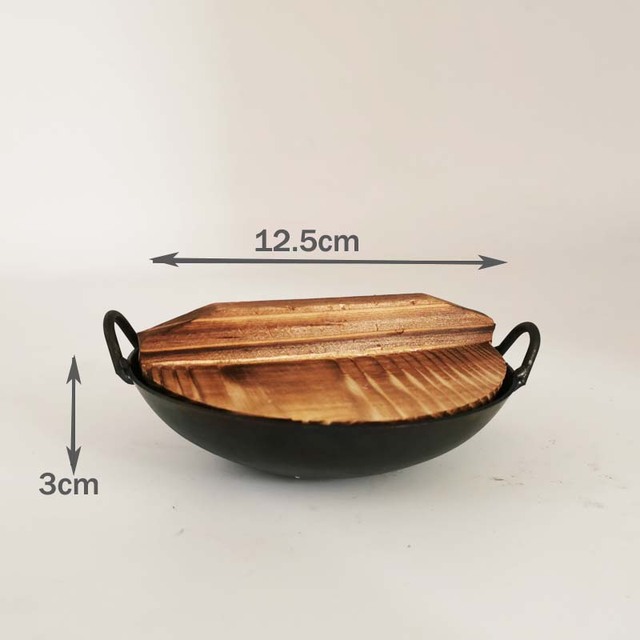 Miniżelazko Wok 12,5cm z drewnianą pokrywą - Wianko - 2