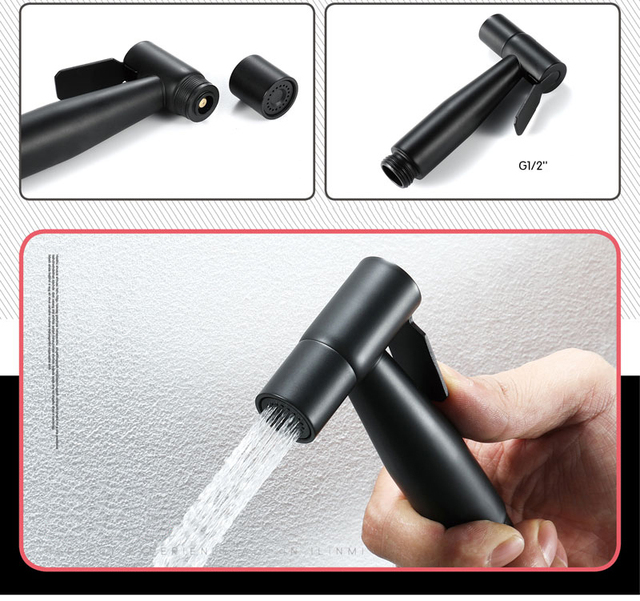 Bidet baterie umywalkowe czarny mosiądz łazienka prysznic karmiona dysza pistoletu - Wianko - 4