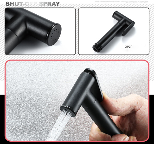Bidet baterie umywalkowe czarny mosiądz łazienka prysznic karmiona dysza pistoletu - Wianko - 2