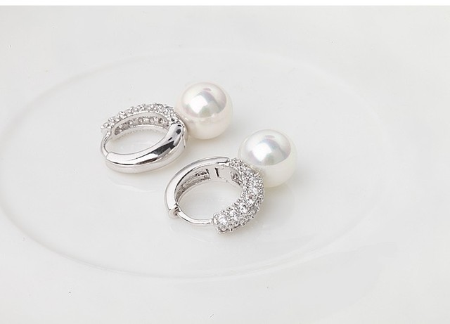 Nausznice LUOTEEMI imitacja białej perły z cyrkoniami (AAA) - biżuteria elegancka dla kobiet - Wianko - 12