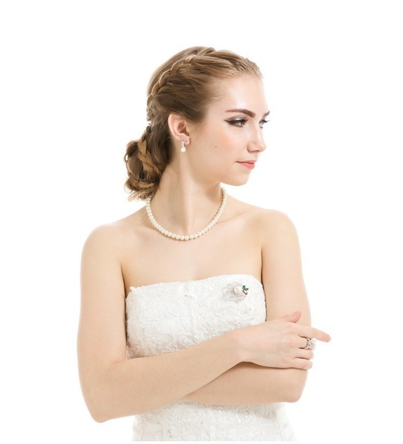 Nausznice LUOTEEMI imitacja białej perły z cyrkoniami (AAA) - biżuteria elegancka dla kobiet - Wianko - 5