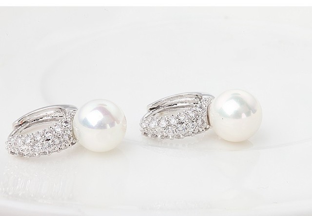 Nausznice LUOTEEMI imitacja białej perły z cyrkoniami (AAA) - biżuteria elegancka dla kobiet - Wianko - 9