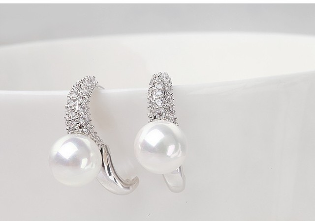 Nausznice LUOTEEMI imitacja białej perły z cyrkoniami (AAA) - biżuteria elegancka dla kobiet - Wianko - 15